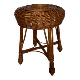 Vintage Mid Century Modern handwoven wicker stool