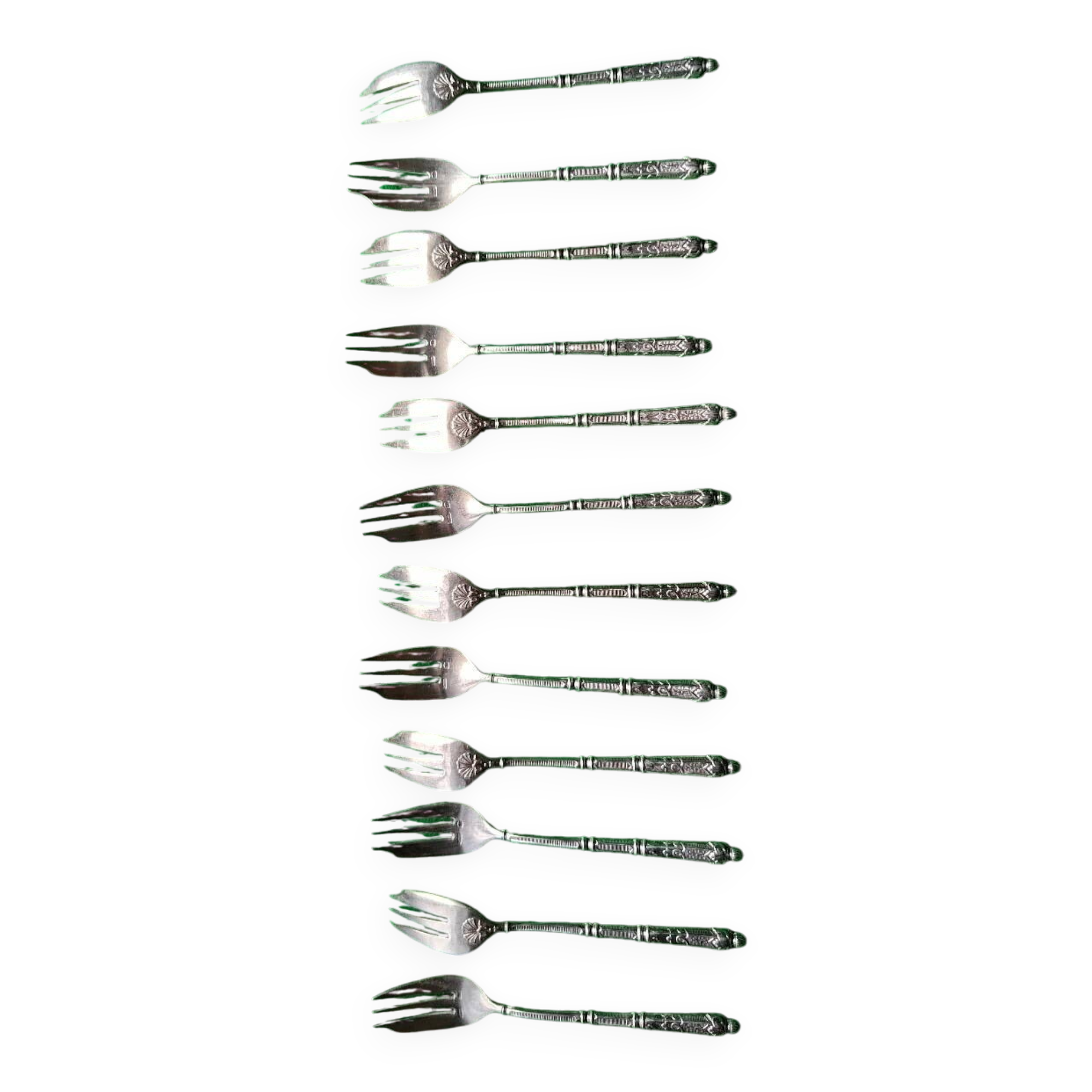 12 silver cake forks