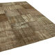 Handmade anatolian overdyed 196 cm x 302 cm brown patchwork carpet