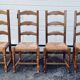 4 oak straw farmhouse chairs