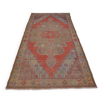 Tapis turc fait main rouge et beige sku 2406