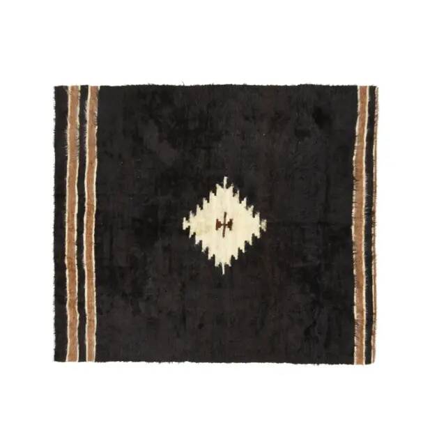 1970s Vintage Turkish Oushak Handmade Wool Cotton Brown Area Rug 146x168
