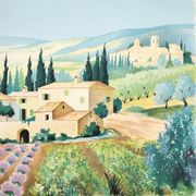 Paysage provençal lithographie signée Jean Gabriel Séruzier