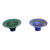 Duo of Murano glass cups signed Franco Moretti