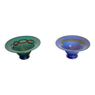 Duo of Murano glass bowls signed Franco Moretti