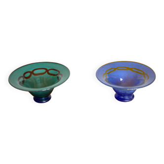 Duo de coupes en verre de Murano signées Franco Moretti