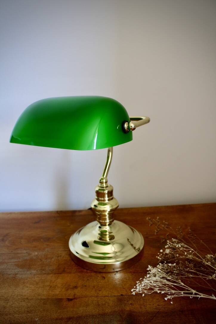 Vintage green opaline notary lamp
