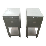 Pair of vintage rolling lockers