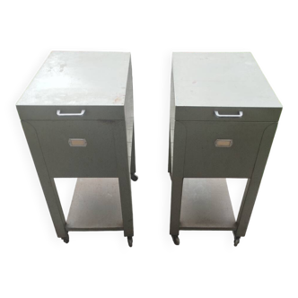 Pair of vintage rolling lockers