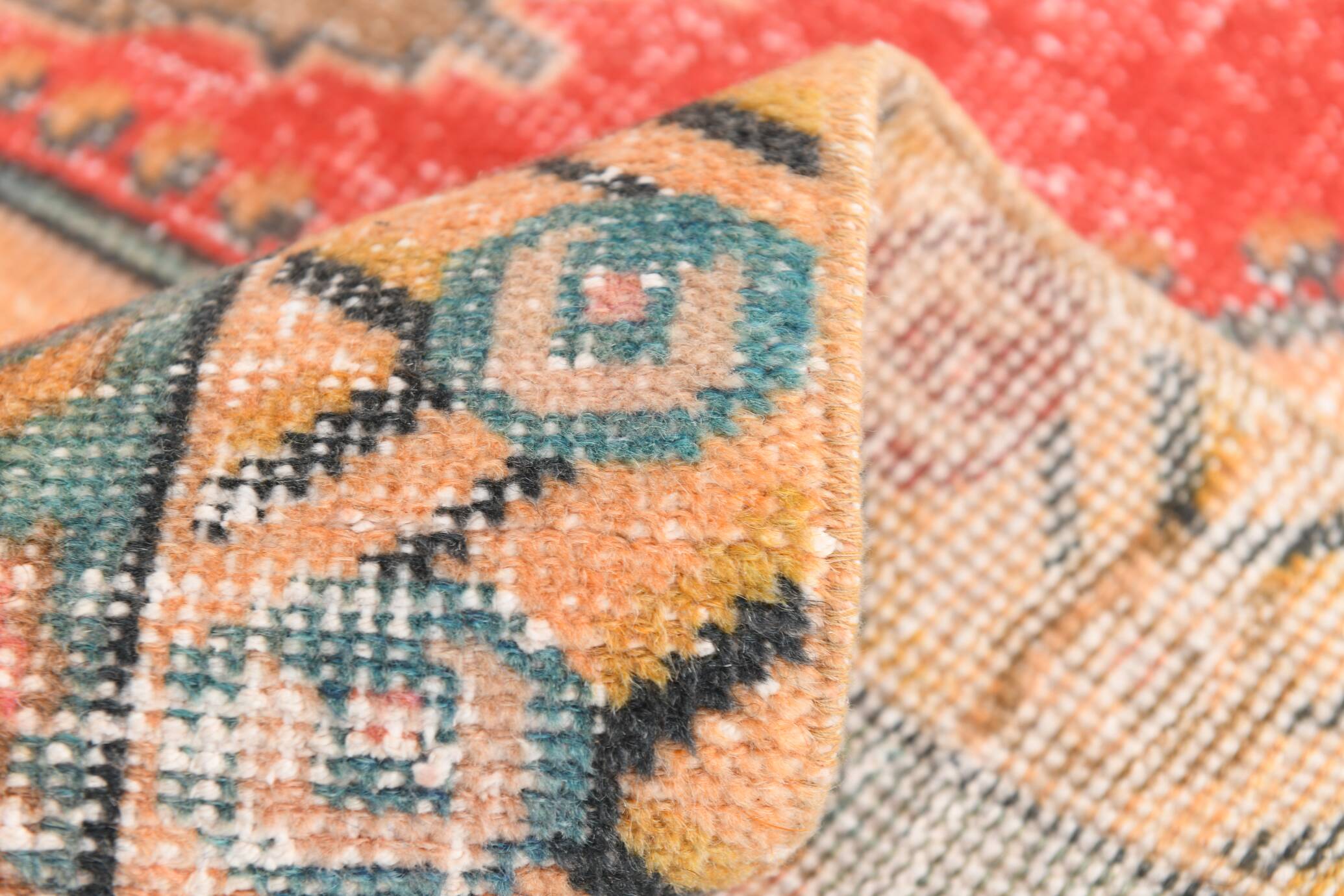 5x7 Vintage Red & Beige Vintage Oushak Small Size Area Rug, 134x218 Cm