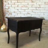 Black Louis XV desk with its medallion chair