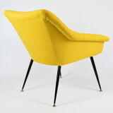 Fauteuil Mid-century Shell années 1960 NRD tissu jaune, restauré