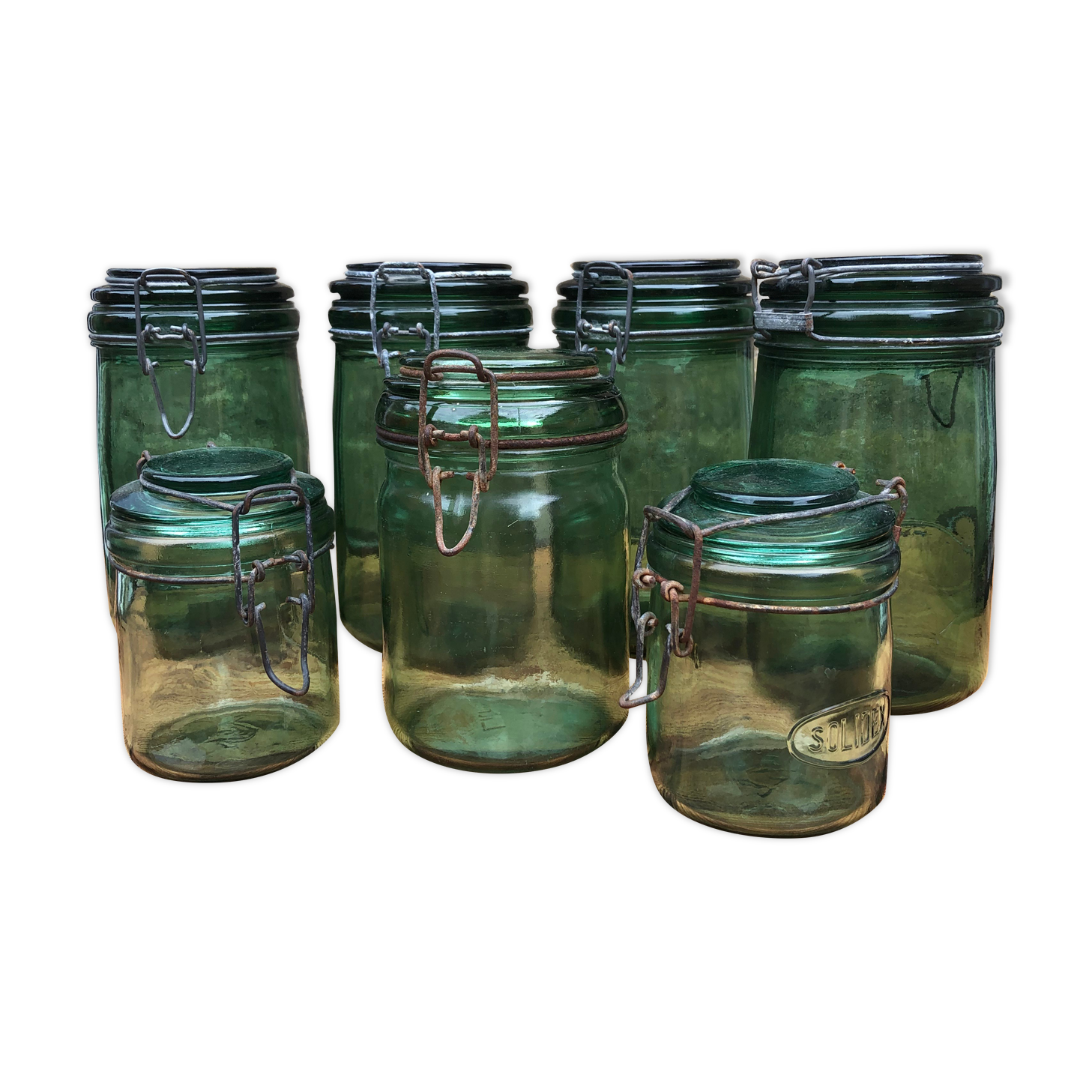 Lot 7 bocaux de conserve anciens
