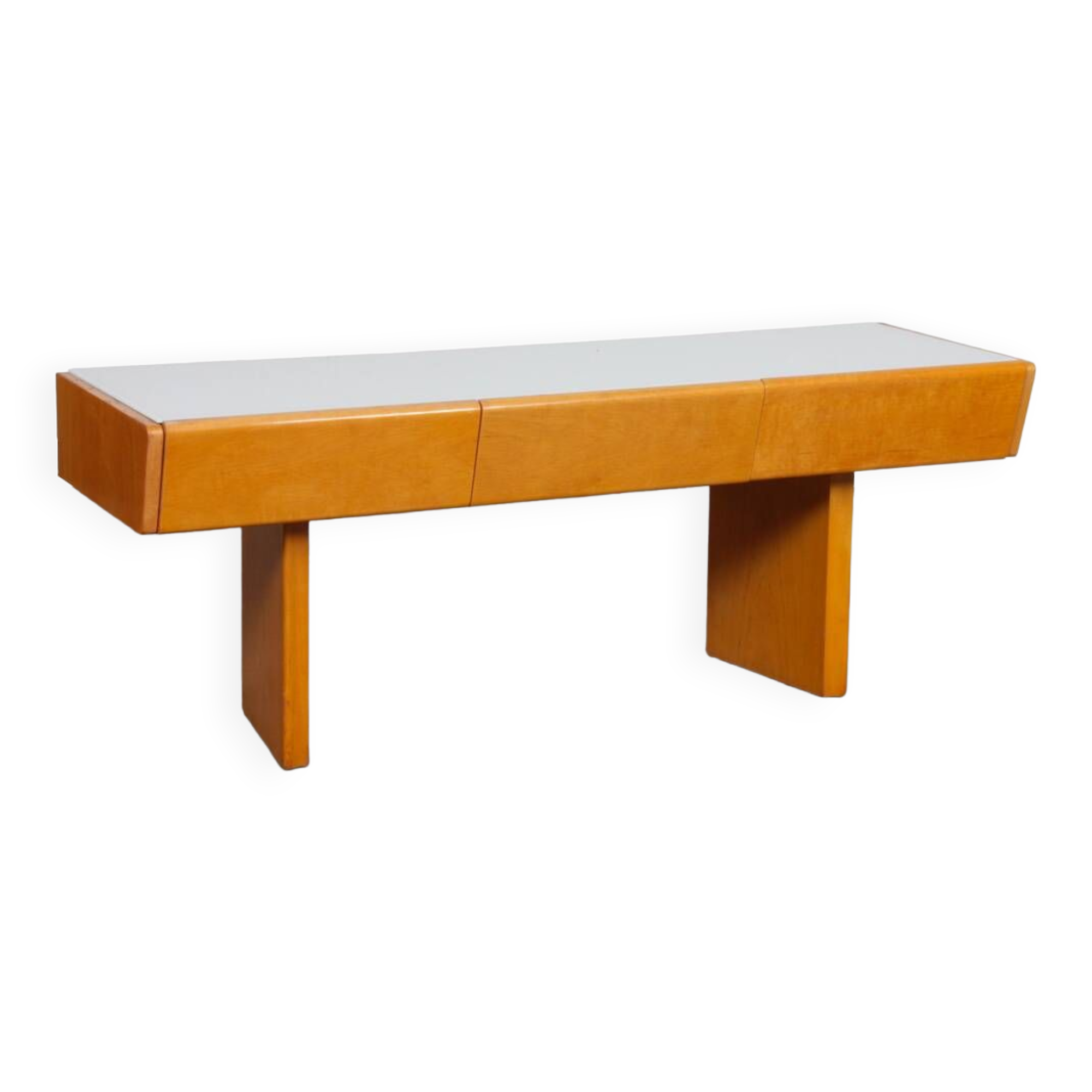 Console basse vintage en bois et opaline, 1960 | Selency