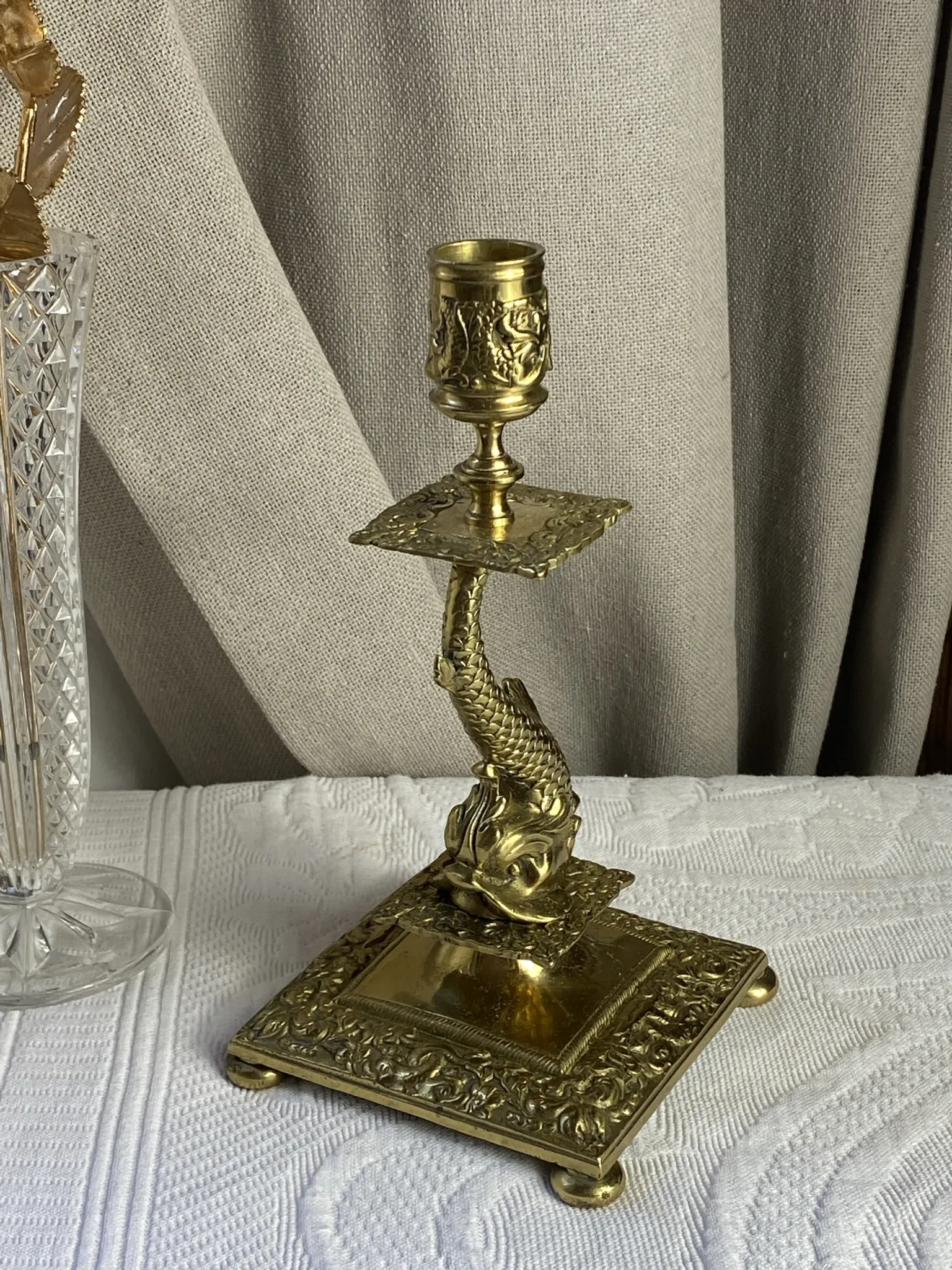 Bronze fish candlestick