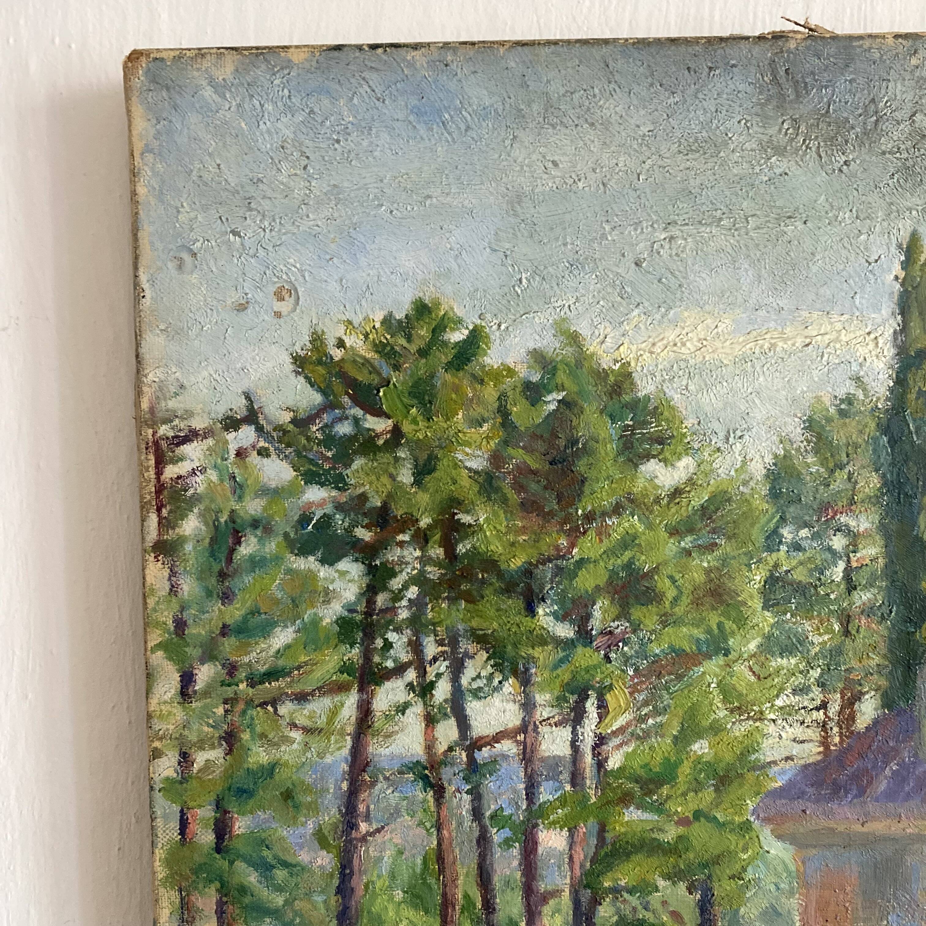 Southern landscape painting, canvas on stretcher