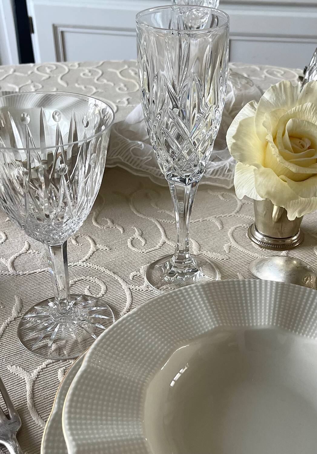 6 crystal flutes from Slovakia.