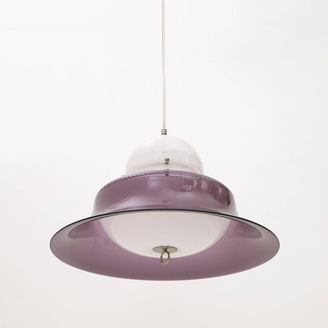 White and purple KD14 suspension by Sergio Asti for Kartell, 1970s.