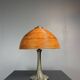 Midcentury mushroom pencil reed rattan bamboo and brass table lamp, 1970s