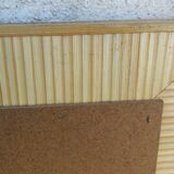 Vintage rectangular mirror with rattan frame