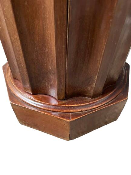 Round wooden bedside table, 1 door