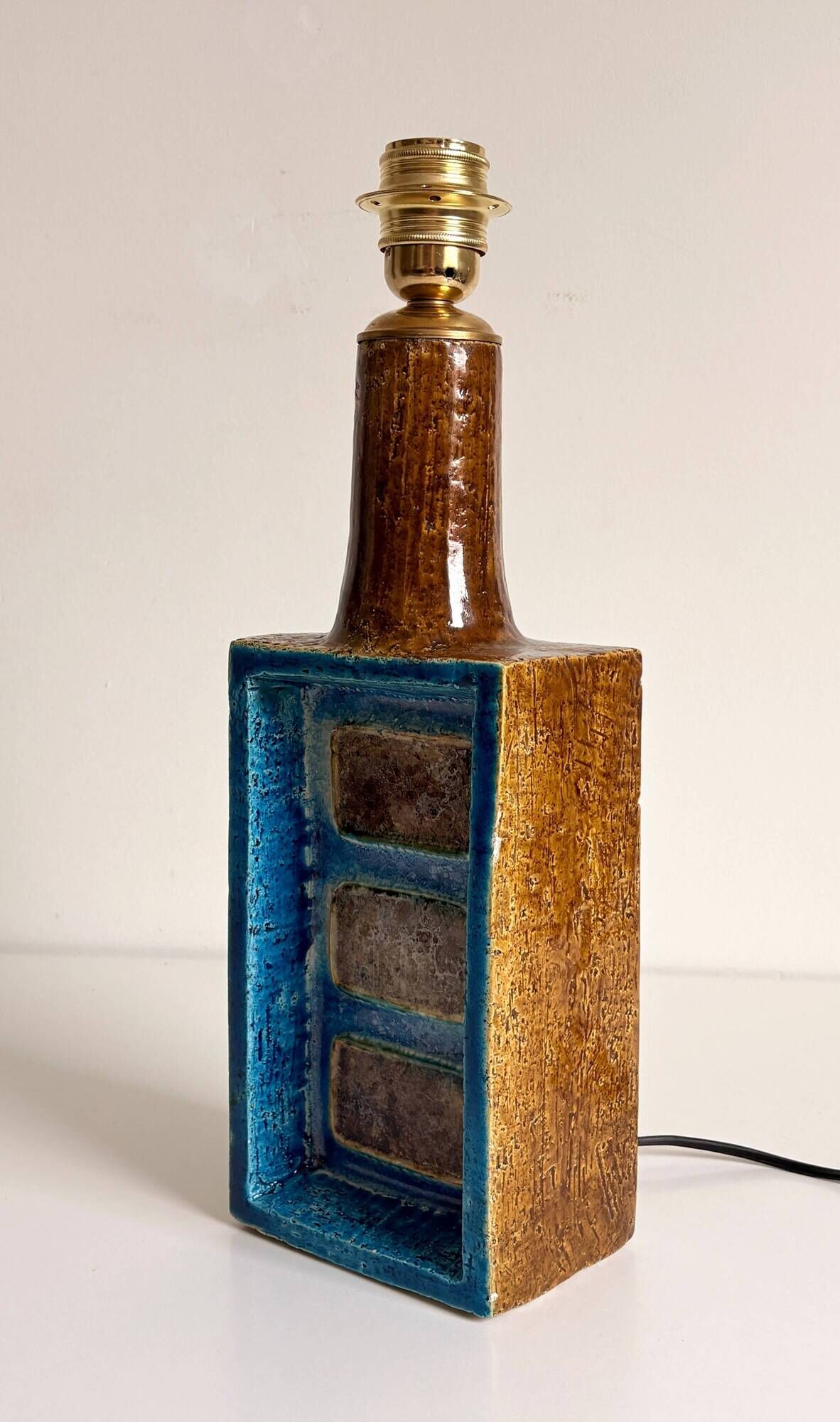 Aldo Londi for Bitossi Chamotte Ceramic Table Lamp, Italy, 1960s