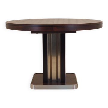 Table ronde extensible en acajou, Italie années 1970