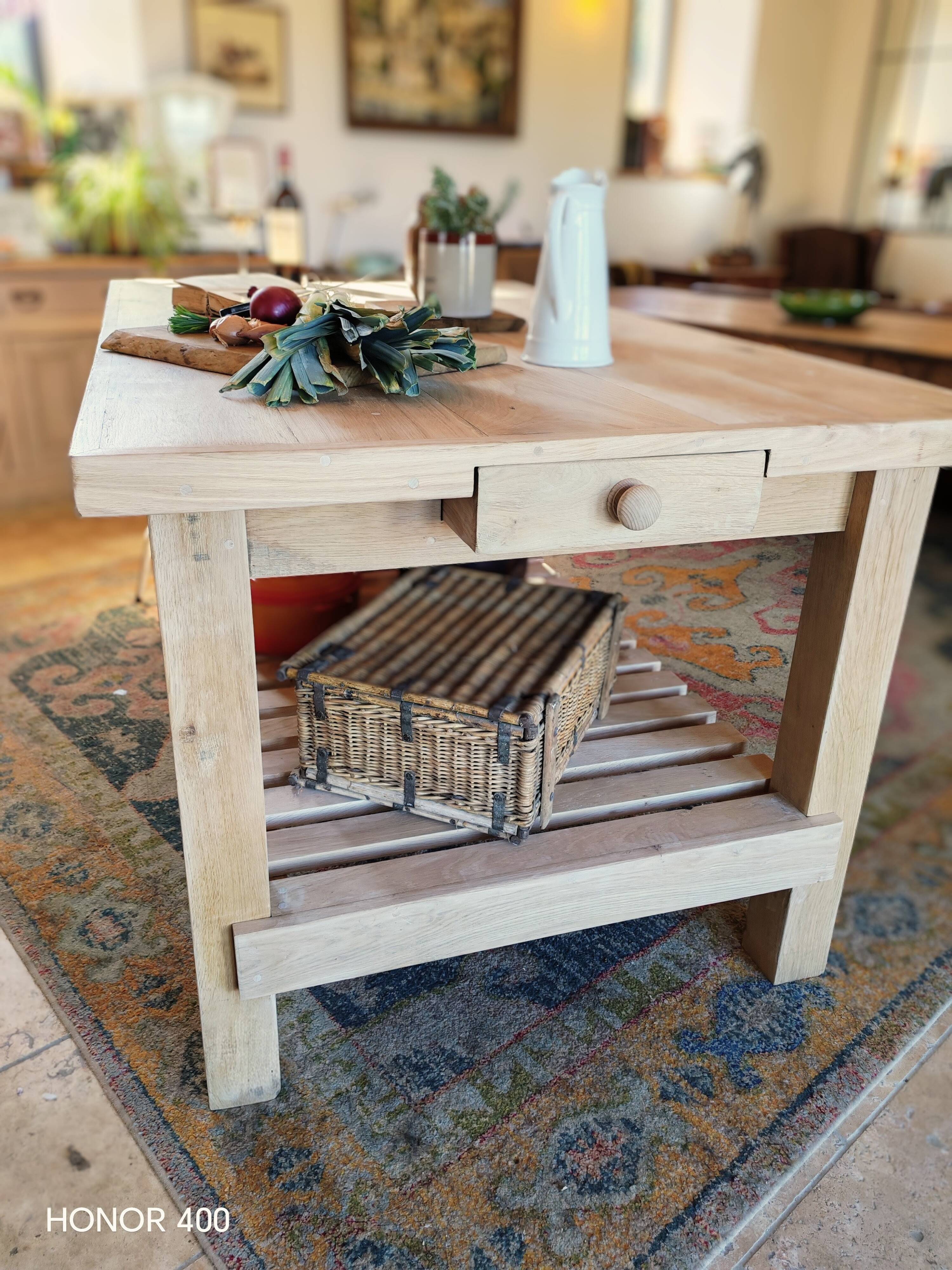 XXL solid oak kitchen island/worktop 180 x 105
