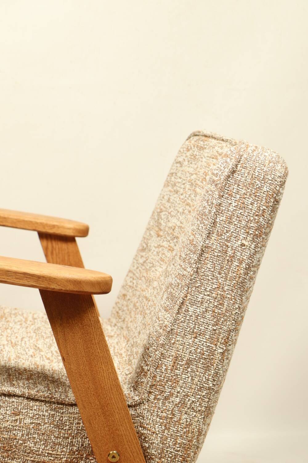 Vintage armchair brown granola oak wood design by Chierowski 366