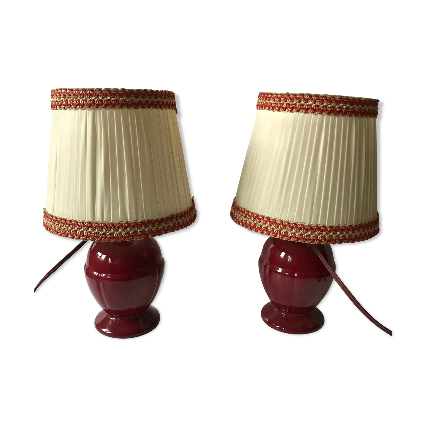 Pair of red ceramic lamp