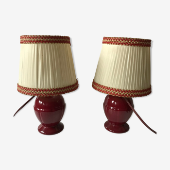 Pair of red ceramic lamp