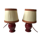 Pair of red ceramic lamp