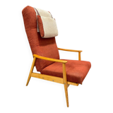 Scandinavian Beech Reclining Armchair, Sweden, 1950s
