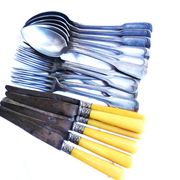 Art Deco cutlery, spoons, forks and table knives.
