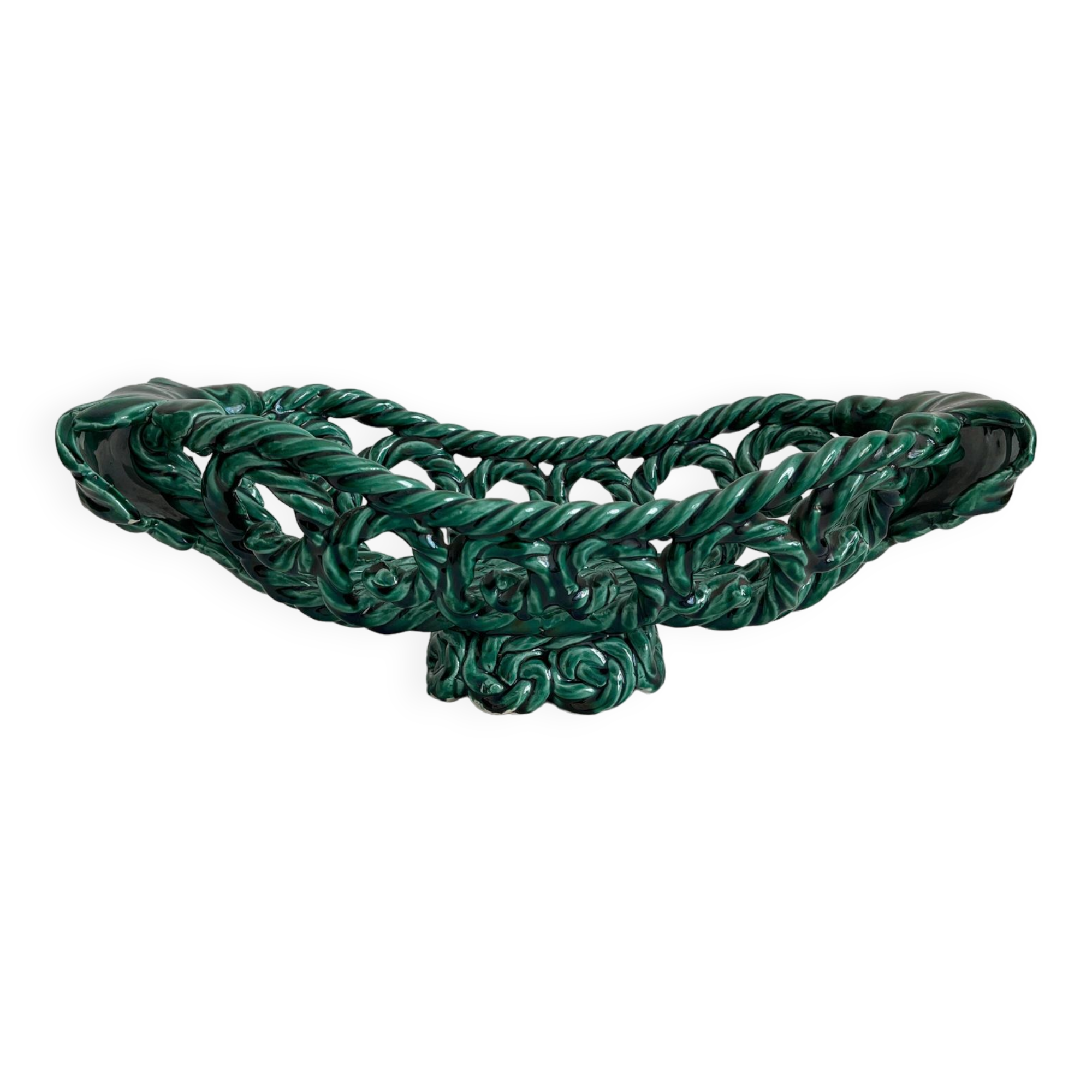 Vintage woven ceramic fruit bowl