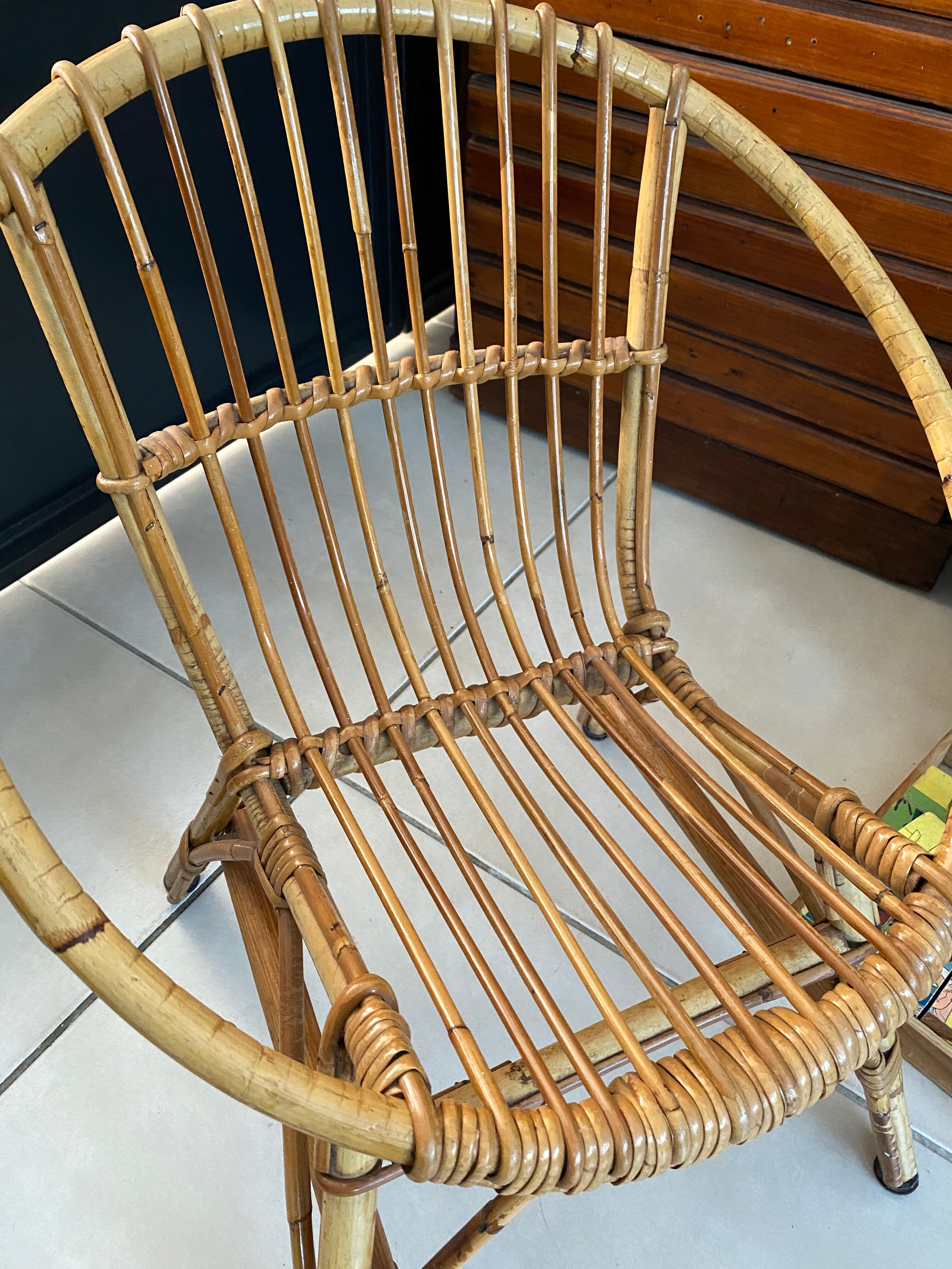 Fauteuil coquille rotin enfant