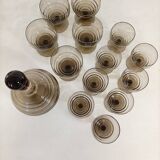 Smoked glass glasses and carafe from the 60s and 70s