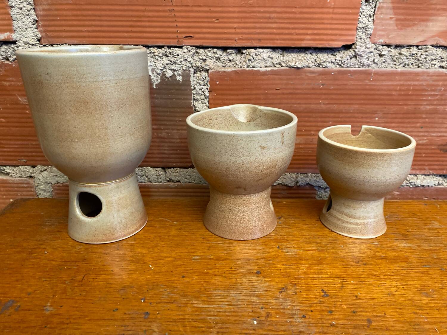 Antique niderviller lauze set pitchers + sugar pot vintage beige stoneware #