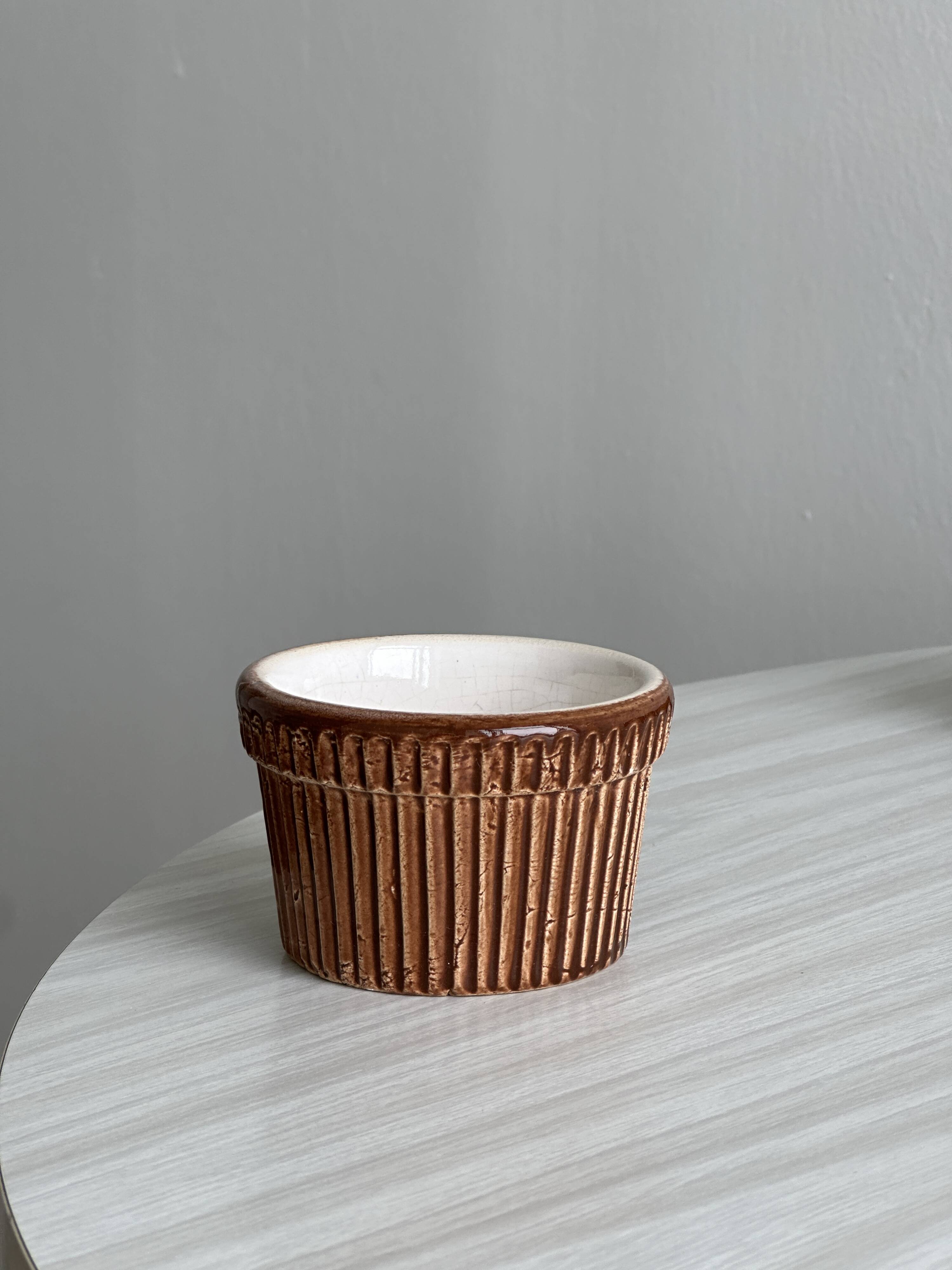 8 ramekins in old Belgian ceramic