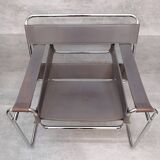 Marcel Breuer Wassily  grey leather B3 Chairs 1980s Italy