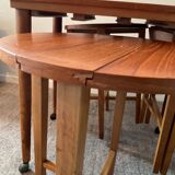 Scandinavian set by Poul Hundevad table and 4 folding teak stools