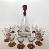 French Deco carafe with set of 12 apéro glasses