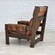 1970s, Scandinavian armchair, furniture leather, canvas, oak wood.