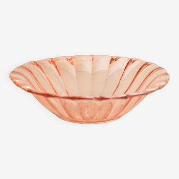 Pink glass salad bowl
