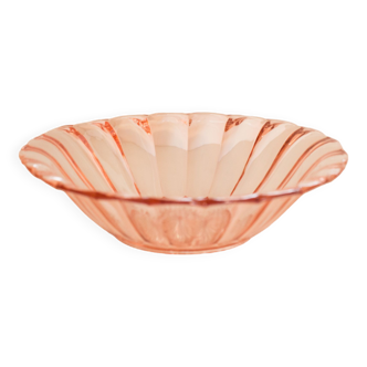 Pink glass salad bowl