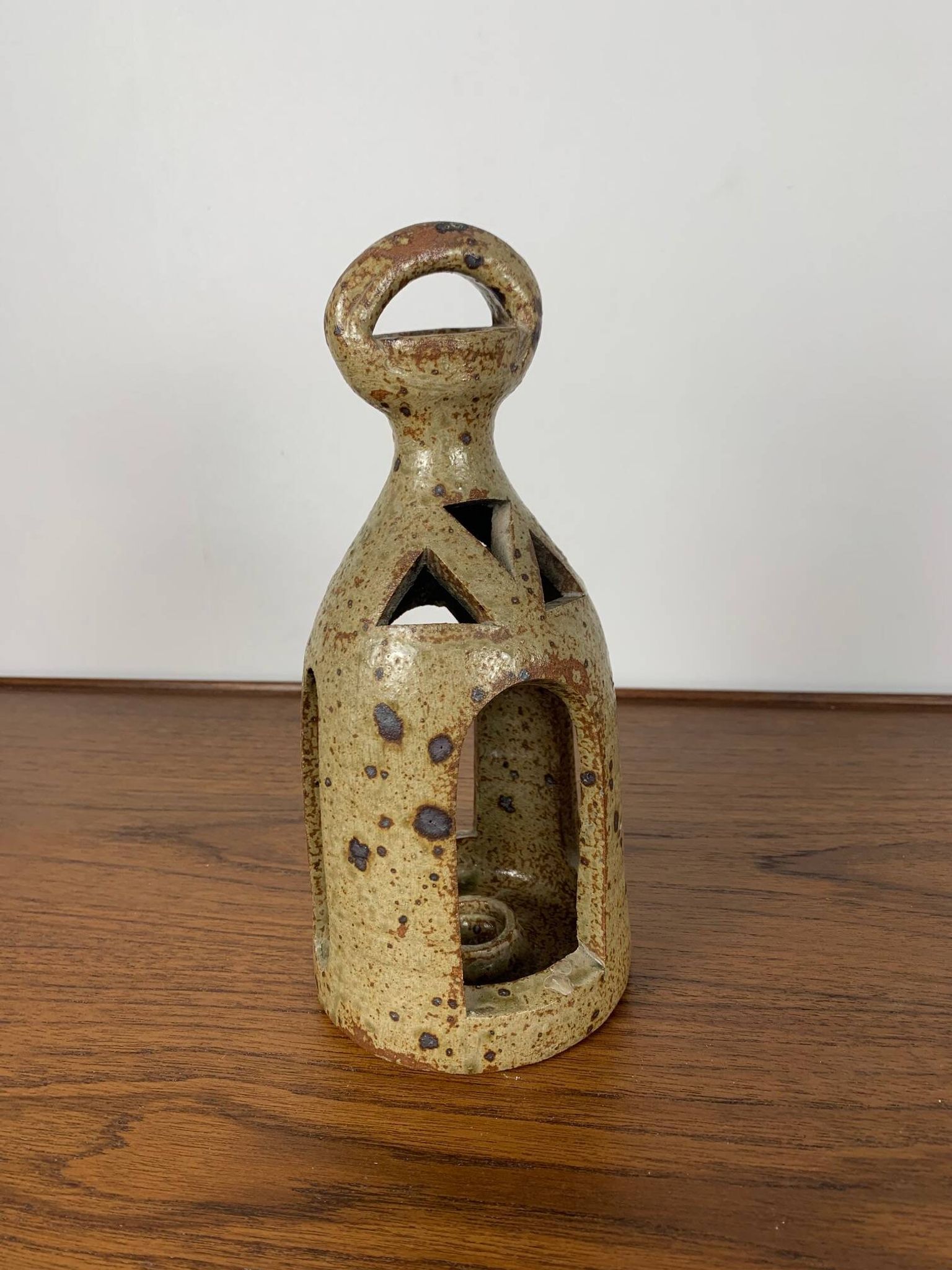 Lanterne vintage en grès pyrité dans le style de G. Baudat