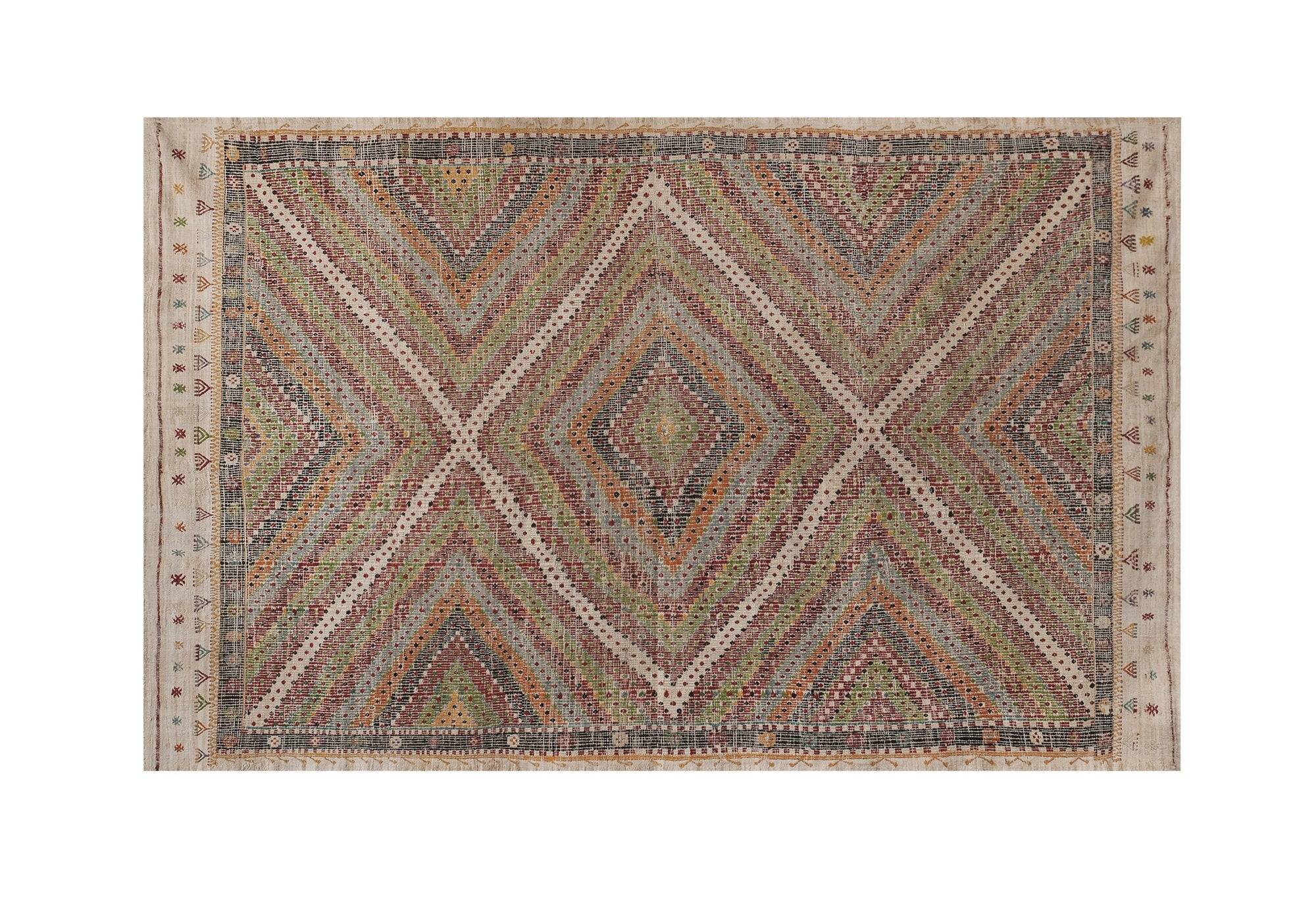 Vintage Turkish kilim handwoven 207x316 cm