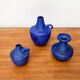 Vases minimalistes allemands bleu cobalt du milieu du siècle de Hartwig Heyne Pottery, années 1960, ensemble de 3