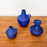 Mid-century German minimalist cobalt blue vases by Hartwig Heyne Pottery, 1960s, set of 3.