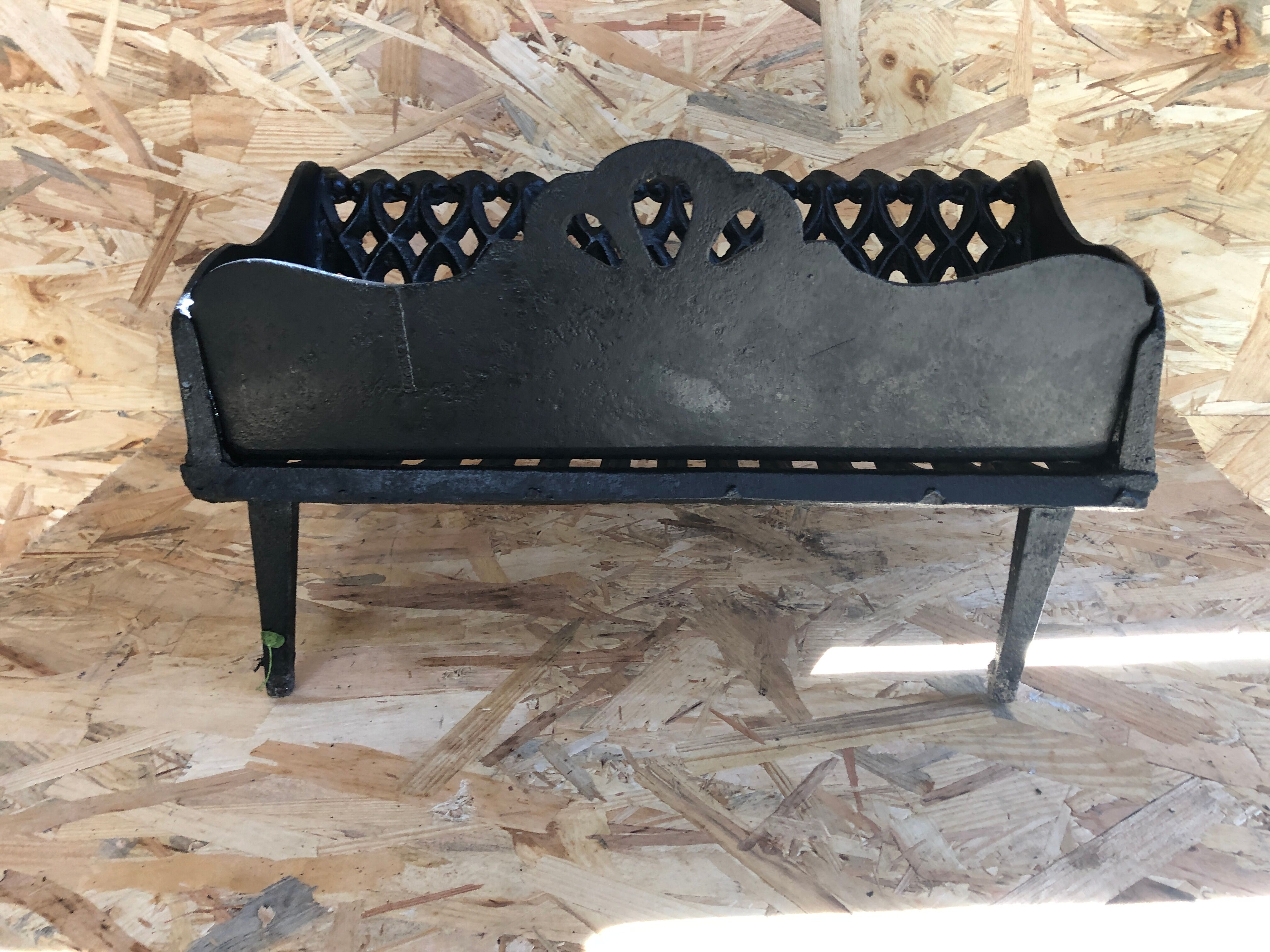 Old fireplace fireplace openwork grid cast iron black + removable plate vintage